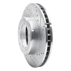 Lexus LX470 Brake Rotor (1) - Front Right - R1 Concepts - Drilled & Slotted - Silver - `98-`07